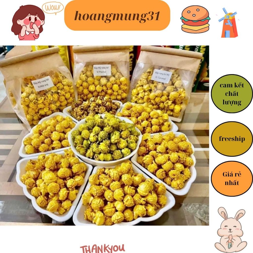 Bắp Rang Bơ Giòn Ngon Đủ Vị, Bỏng Ngô Mỹ, Bắp Mỹ Rang Bơ Bịch 500gr ...