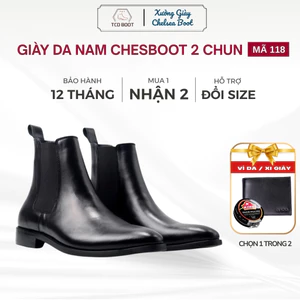 "Giày Da Nam Chelsea Boot, Giày Cao Cổ Nam, Giày Nam Cao Cấp Da Nappa Bóng Cổ Chun Đế Cao Su Chắc Chắn Êm Chân - Mã 118
