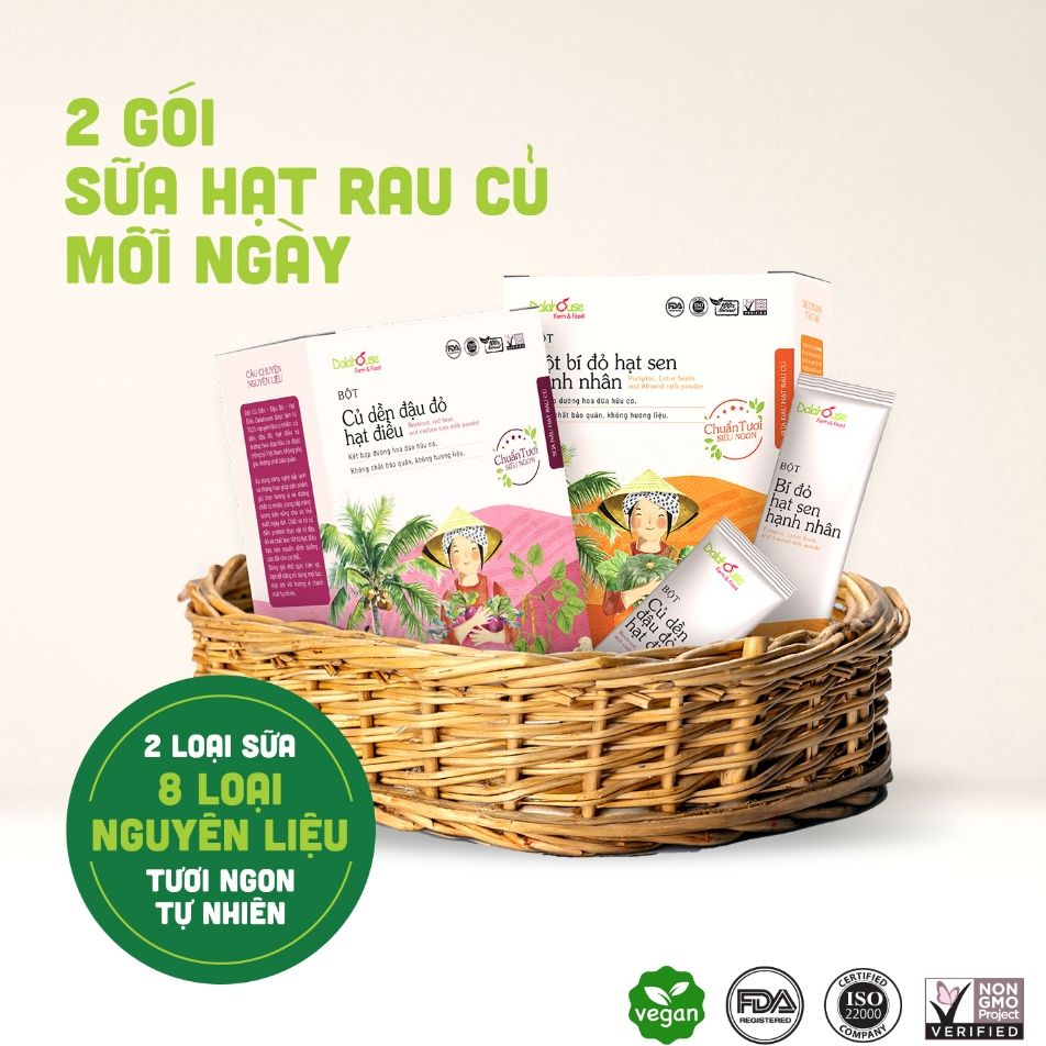 Ảnh Bột sữa hạt dinh dưỡng từ rau củ hữu cơ Dalahouse 200gr bí đỏ, hạt sen, hạnh nhân và củ dền đậu đỏ hạt điều 1