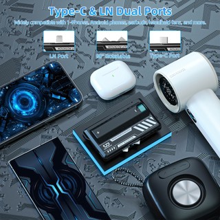 Goojodoq 5000-10000mah Đầu kép Sạc dự phòng di động Hai pin Mecha Style Nhẹ Typc-C /LN Power Bank