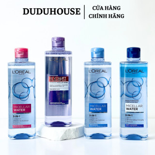Nước Tẩy Trang 3 In 1 L'Oreal Paris Micellar Water tươi mát, dưỡng ẩm, sạch sâu 400ml Duduhouse
