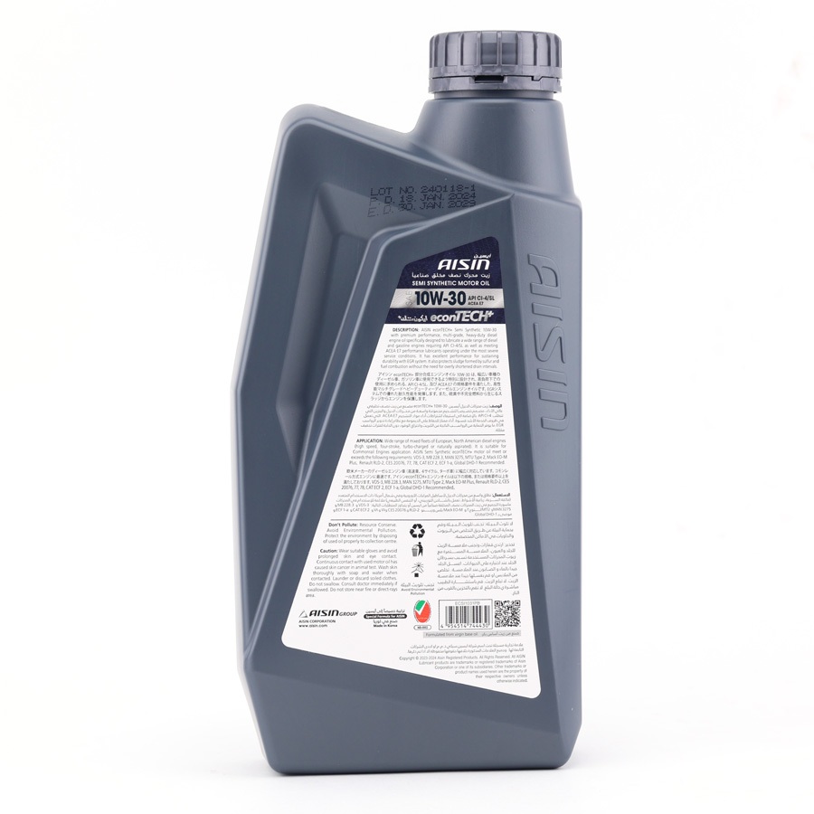 Dầu Nhớt Bán Tổng Hợp AISIN Econtech+ CI4/SL 10W30 1 Lít ECSI1031PB