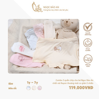 NGỌC BẢO AN KIDS (1-8Y) Combo 3 quần chip bé gái, bé trai chất rayon thoáng mát không bị hầm bí co giãn 2 chiều siêu mát