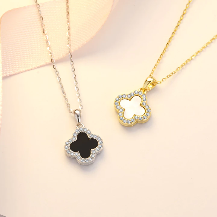 lichee1🌷Dây Chuyền Bạc Titan Mặt Cỏ Bốn Lá Thời Trang Hàn Quốc Cho Nữ