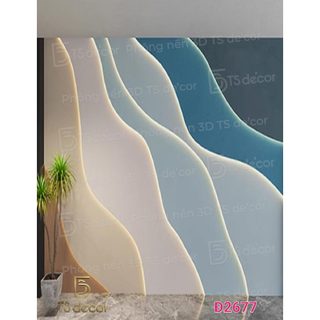 Mẫu phông nền họa tiết sóng kết hợp đèn LED hiện đại decor studio, livestream bán sản phẩm