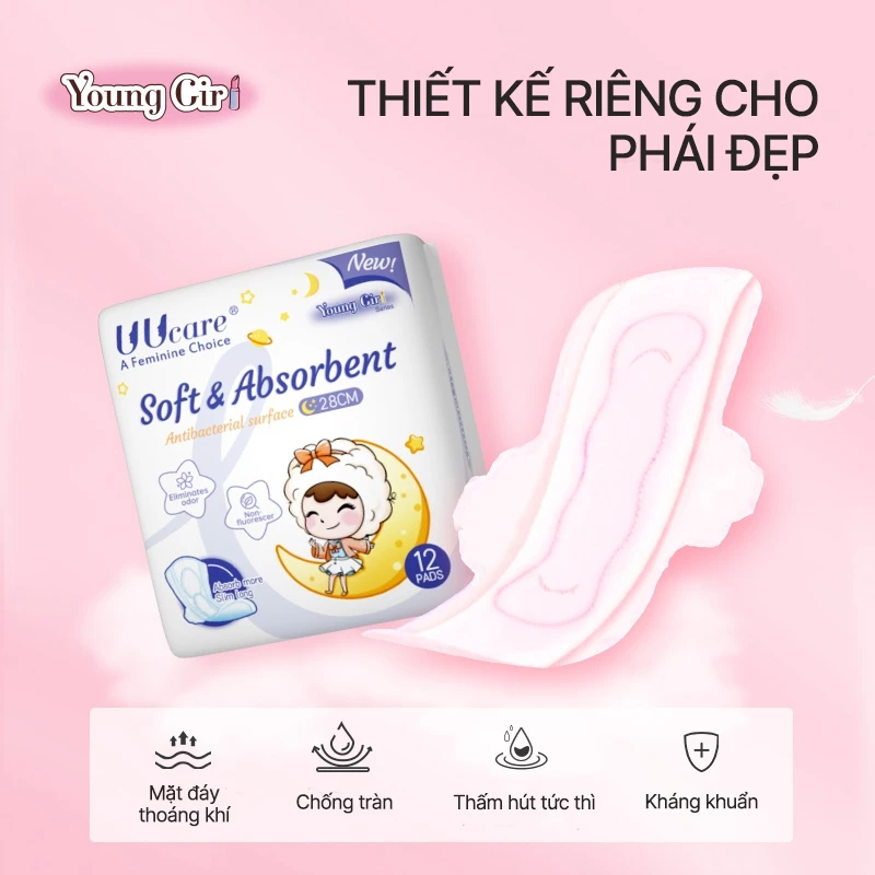 Ảnh Băng vệ sinh UUcare Singapore Young Girl ban ngày và đêm 28cm 2