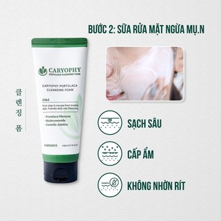 Sữa rửa mặt Caryophy Portulaca Cleansing Foam 150ml – SỮA RỬA MẶT SẠCH SÂU GẤP 2 LẦN, NGỪA MỤN TỐI ƯU