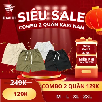 [ Deal Mở Bán ] Combo 2 Quần KAKI Short DAVICI.MEN chất Kaki Mềm Mại Dáng Trên Gối Bản Mới Mùa Hè 2025 MS 101