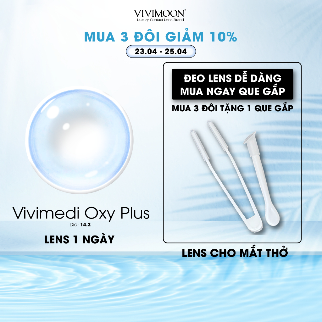 Ảnh Kính áp tròng VIVIMOON LENS trong suốt cận 1 ngày cho mắt thở Vivimedi Oxy Plus 24h (Giá 01 chiếc) 1