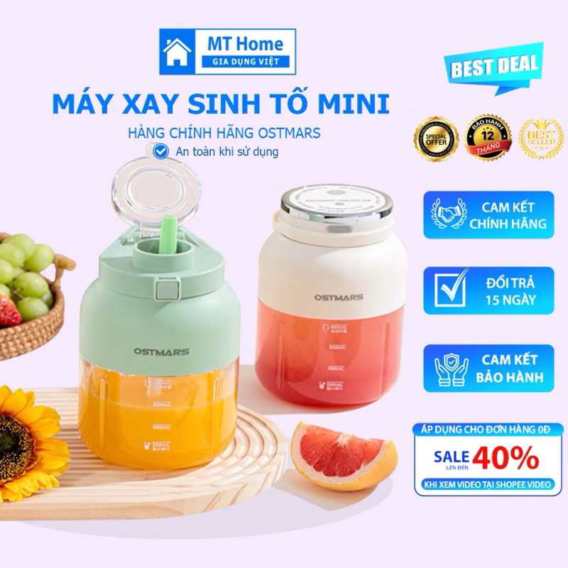 Máy say sinh tố cầm tay mini sạc tích điện thay thế ống hút