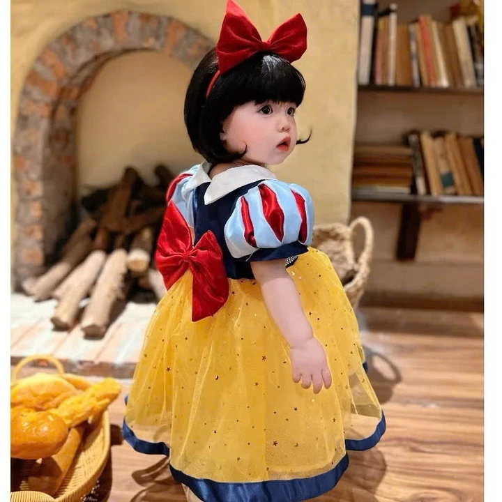 Váy Công Chúa Bạch Tuyết Kèm Cài 6-16 Kg,Váy Cho Bé Gái Đầy Tháng Sinh Nhật Dự Tiệc Chất Tafta Lưới(Bé Cưng Store)