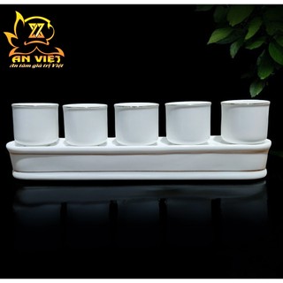 Bộ Áng 5 Ly Nước Trắng Viền Vàng - Nội Thất An Việt - 1515T