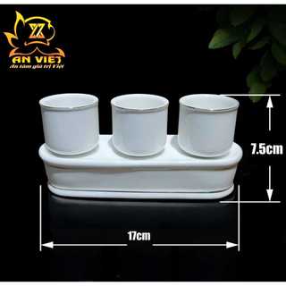 Bộ Áng 3 Ly Nước Gốm Sứ Men Trắng Viền Vàng- Nội Thất An Việt - 1515T