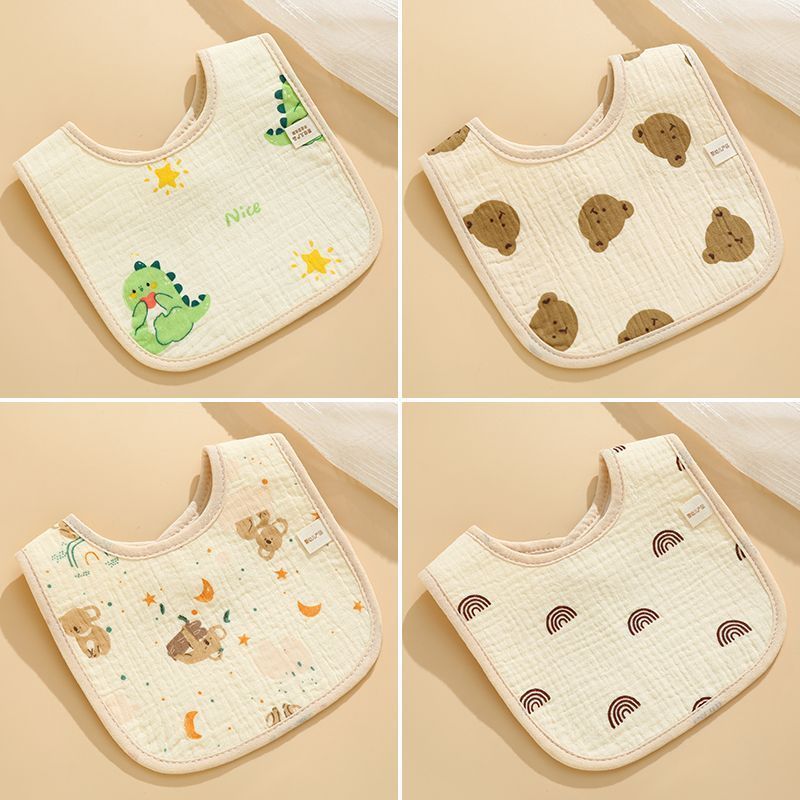 Ảnh Yếm chống thấm chữ U Kidsworld vải muslin an toàn cho bé, Yếm cổ vuông muslin chống thấm cho bé 1