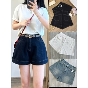 Quần Short Jeans Chỉ Nổi Màu Xanh Than Basic Cá Tính Quansooc7936