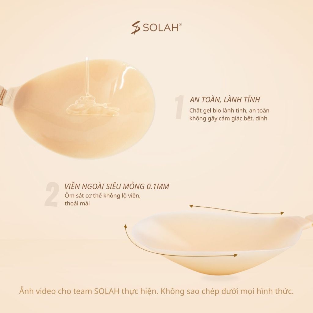 Áo Bra Dán Ngực Silicon SOLAH Che Kín Sẹo Thâm Mỡ Nách Bigsize 5 Màu Nâng Ngực Tạo Khe Đi Biển BR02