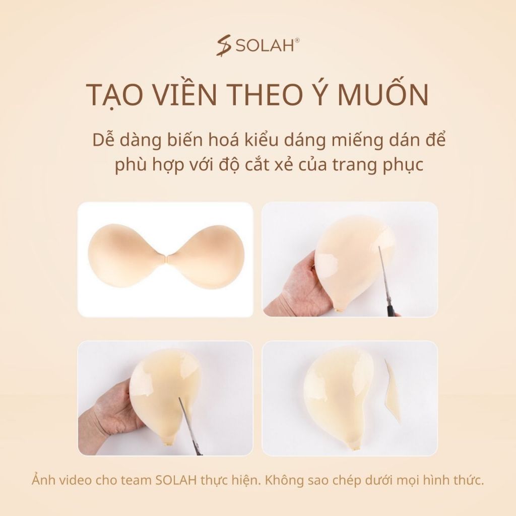 Áo Bra Dán Ngực Silicon SOLAH Che Kín Sẹo Thâm Mỡ Nách Bigsize 5 Màu Nâng Ngực Tạo Khe Đi Biển BR02