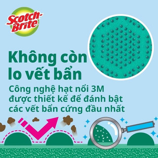 Miếng rửa chén hạt nổi siêu sạch Scotch-Brite 3M đa năng, mút hạt nổi kháng khuẩn, không bám cặn bẩn gây mùi, dễ vệ sinh