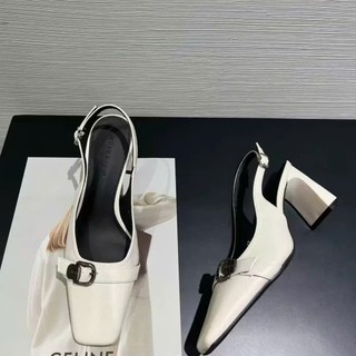Giày sandal cao gót mũi  vuông 5P và 7P 4 màu Xinh Xắn và tôn dáng Giày Bánh Bèo mã SandalBeltmuivuong