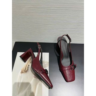 Giày sandal cao gót mũi  vuông 5P và 7P 4 màu Xinh Xắn và tôn dáng Giày Bánh Bèo mã SandalBeltmuivuong