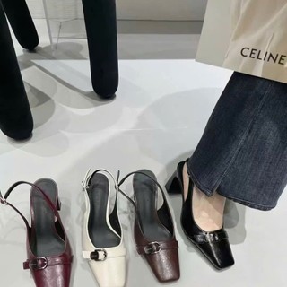 Giày sandal cao gót mũi vuông 5P và 7P 4 màu xinh xắn , đáng iu Giày Bánh Bèo mã SandalBeltmuivuong