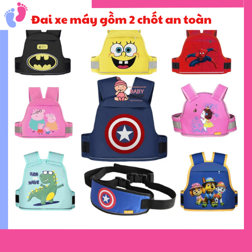 Đai đi xe máy an toàn cho bé có thể ngồi trước hoặc sau từ 1-10 tuổi chất liệu thoáng khí chắc chắn
