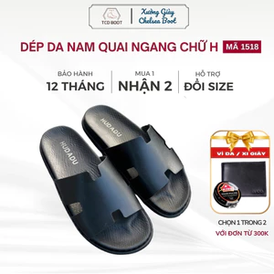 Dép Nam Chữ H Cao Cấp, Dòng Dép Lê Quai Da Hai Lớp, Thời Trang Nam Đế Đúc Nguyên Khối, Full Size - Mã 1518