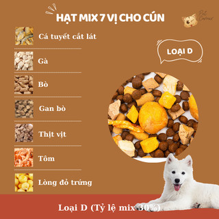 Hạt mix cao cấp cho cún trộn thịt bò, gà, tôm, cá, lòng đỏ trứng, rau củ quả - Thức ăn hạt cho chó kén ăn