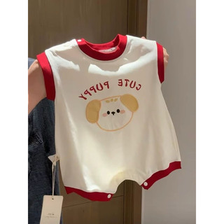 Bodysuit viền gấu con cute dễ thương cotton mát mẻ mùa hè cho bé phong cách hàn quốc