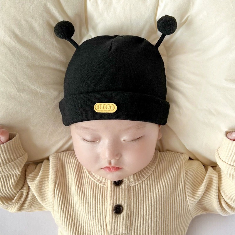 Mũ cotton chùm đầu gắn tai ong đáng yêu cho bé saubabi