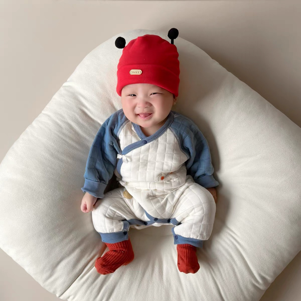 Mũ cotton chùm đầu gắn tai ong đáng yêu cho bé saubabi