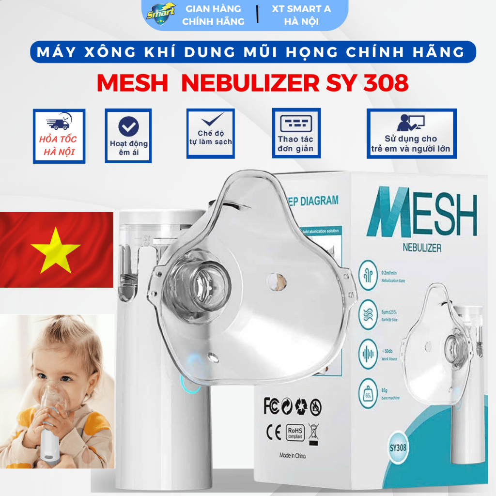 Máy Xông Khí Dung Cầm Tay MESH NEBULIZER SY 308 – Hạt Siêu Nhỏ 1-4µm