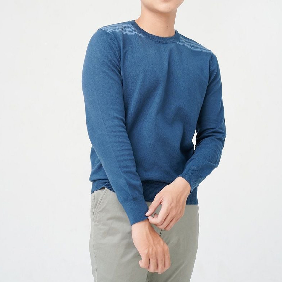 MERRIMAN SALE - Áo Len Nam Cao Cấp Dài Tay, Màu Nâu, Xanh Dương, Họa Tiết Trơn, Form Regular