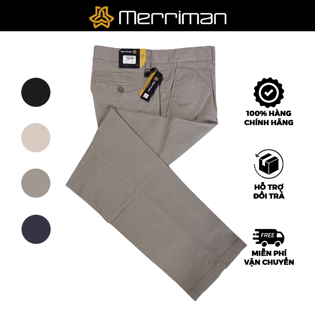 MERRIMAN SALE - Quần Khaki Có Ly Cao cấp, Màu Đen, Xám, Kem, Navy Form Slim Fit, Chất Liệu Cotton