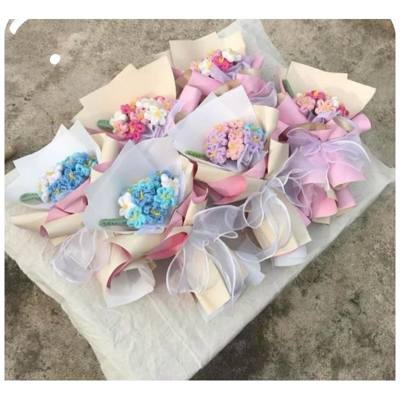 Bó Hoa Lưu Ly Len , Bó Hoa Tốt Nghiệp Handmade, Bó Hoa Len Xinh Xắn