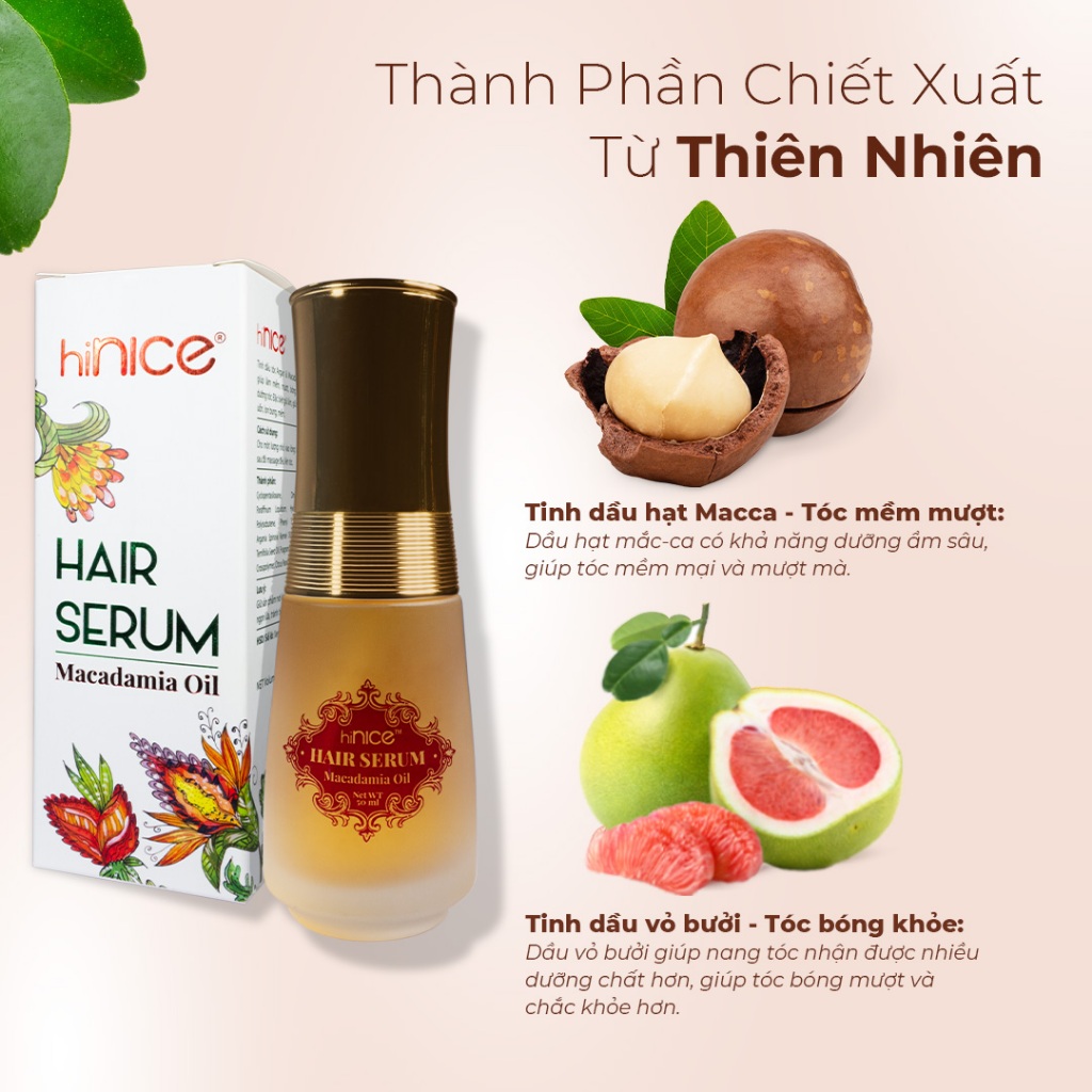 Ảnh Serum Dưỡng Tóc hiNICE Hạt Macca Giúp Tóc Mềm Mượt Và Hỗ Trợ Phục Hồi Tóc Hư Tổn 50ML 2