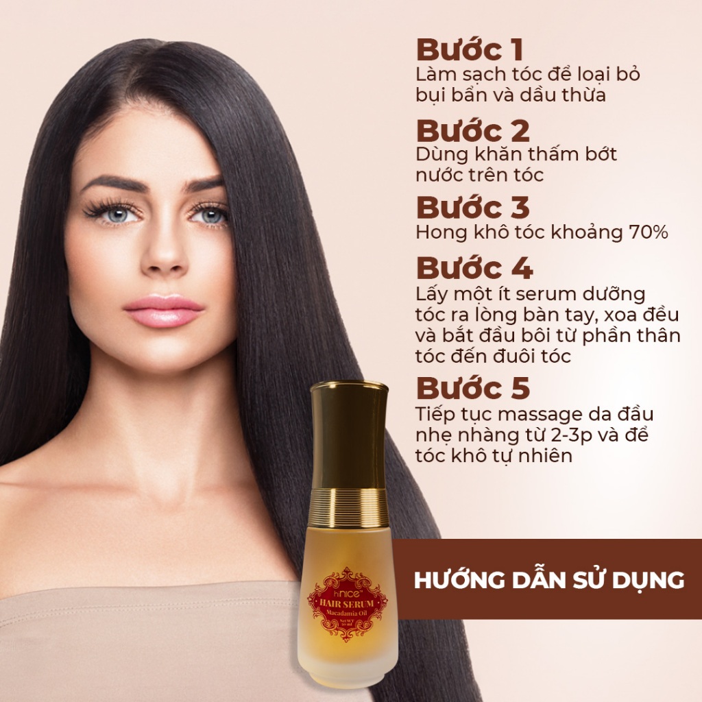 Ảnh Serum Dưỡng Tóc hiNICE Hạt Macca Giúp Tóc Mềm Mượt Và Hỗ Trợ Phục Hồi Tóc Hư Tổn 50ML 1