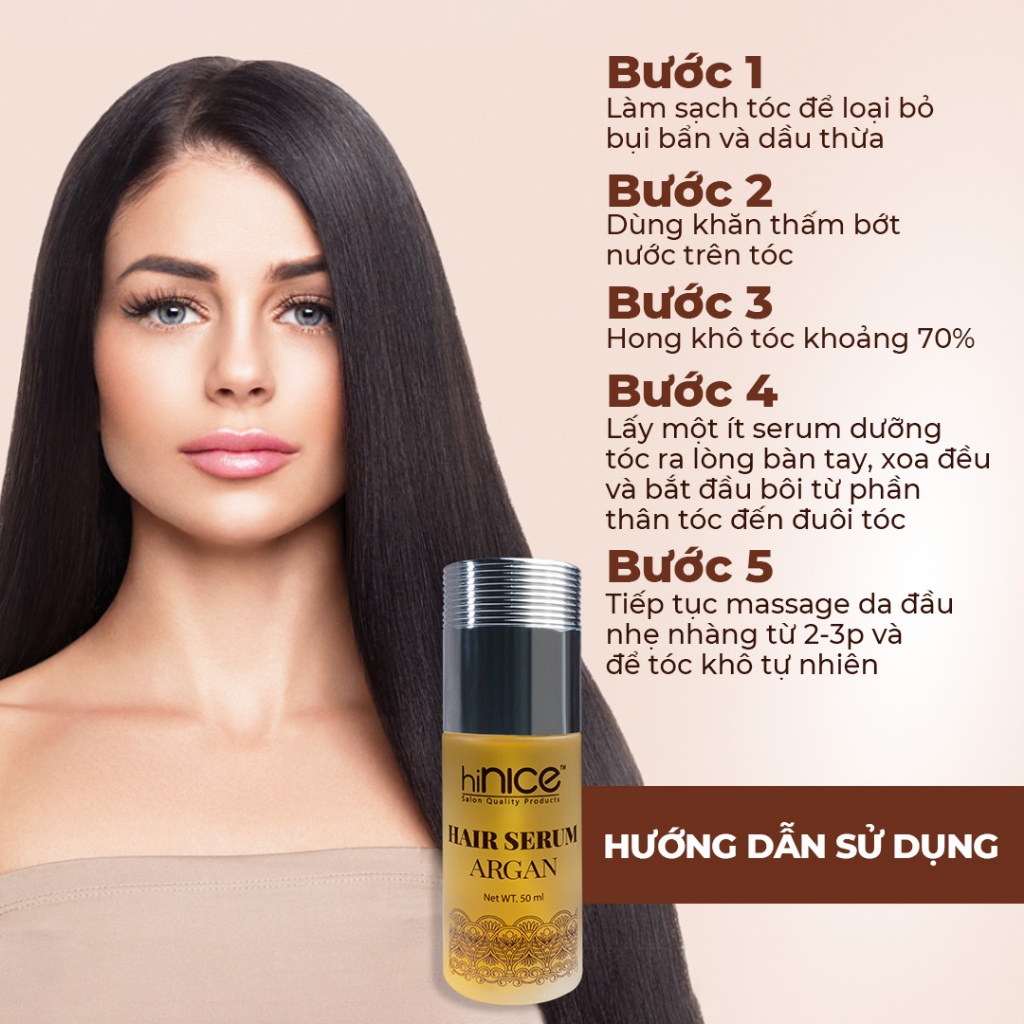 Ảnh Serum Dưỡng Tóc hiNICE Chiết Xuất Argan Giúp Dưỡng Ẩm Và Nuôi Dưỡng Tóc Từ Gốc Đến Ngọn 50ML 1