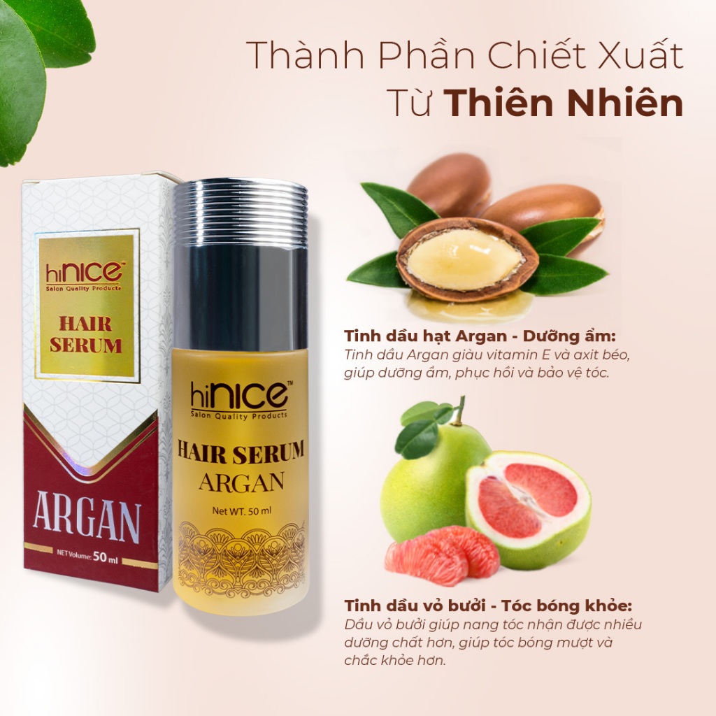 Ảnh Serum Dưỡng Tóc hiNICE Chiết Xuất Argan Giúp Dưỡng Ẩm Và Nuôi Dưỡng Tóc Từ Gốc Đến Ngọn 50ML 2