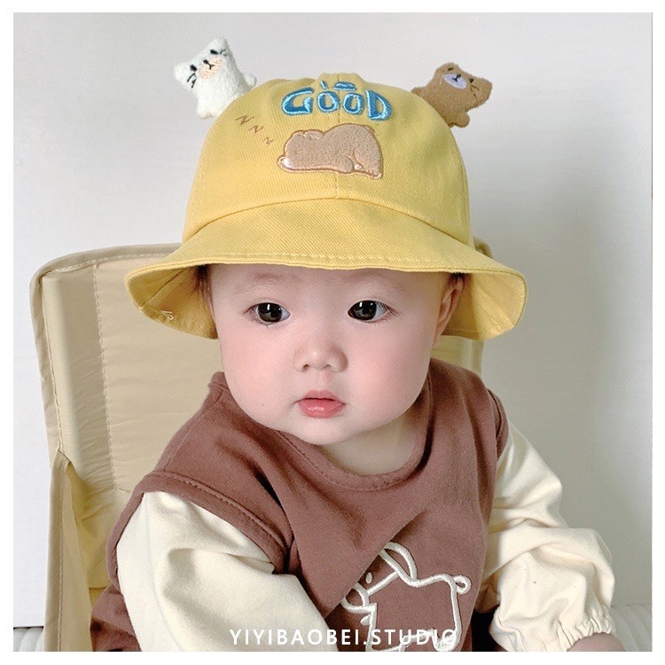 Nón/Mũ vành tai gấu GOOD không kèm chắn giọt có quai chống tuột cho bé 0-3 tuổi saubabi