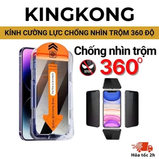Kính cường lực tự dán chống nhìn trộm 360 độ KINGKONG K360 có khung tự dán cho Iphone 11 12 13 14 15 16 Pro Plus Promax