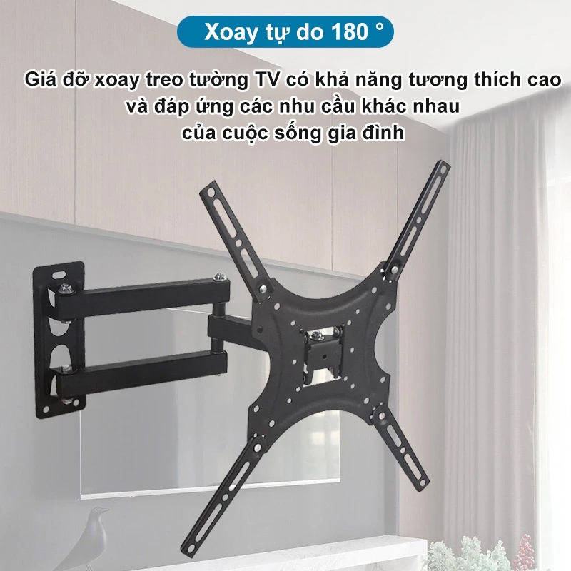 BESTPOOL Giá treo tivi xoay đa năng14-55 inch Giá treo tường TV khớp nối chuyển động đầy đủ, có xoay và nghiêng - ảnh 3