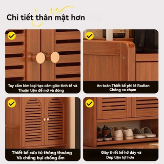 Tủ giày Cây tre nhiên thông thoáng chống bụi tủ giày 2 3 4 cửa nhiều tầng Giá để giày dung lượng lớn