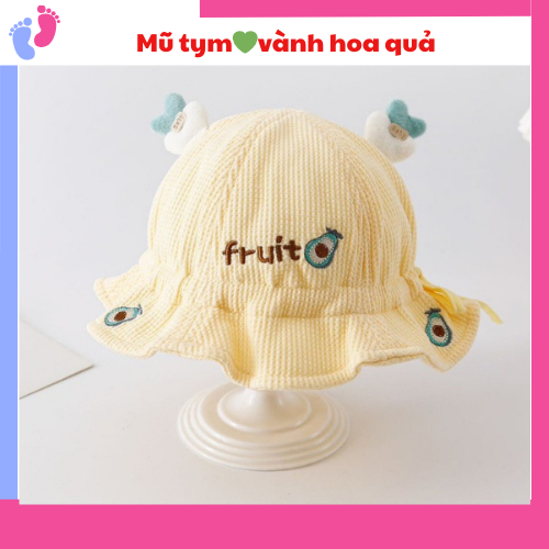 Mũ vành hoa quả họa tiết tai trái tim ngộ nghĩnh cho bé trai bé gái saubabi