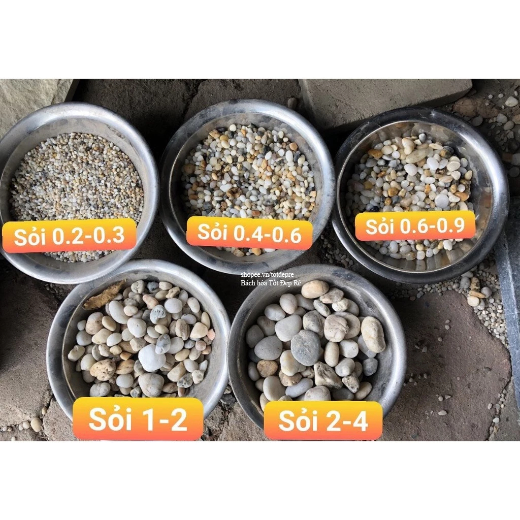 1kg Đá sỏi trang trí tiểu cảnh - đá nhỏ trang trí gốc cây hoa