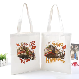 Túi Tote Cờ Đỏ Sao Vàng Độc Lập Tự Do Hot Trend Túi Cờ Việt Nam Vải Canvas 35x40 cm