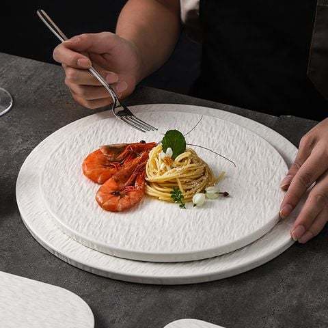 Dĩa Gốm Màu Trắng Trang Trí Món Ăn Tráng Miệng Dành Cho Nhà Hàng, Gia Đình Sang Trọng