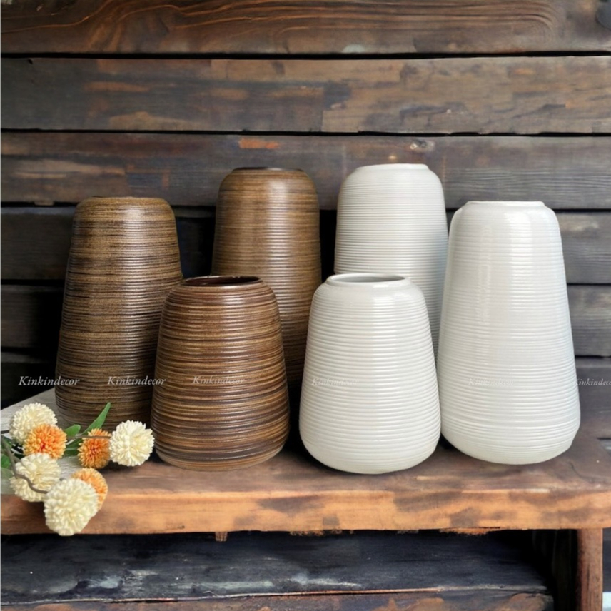 Bình gốm sứ Bát Tràng dáng đu đủ họa tiết vân ganh cắm hoa hồng, hoa sen, decor nội thất