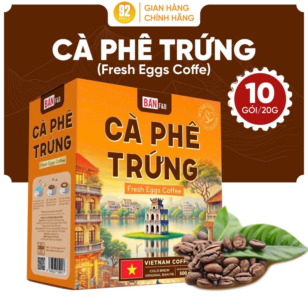 [HOT] Cà Phê Trứng Hộp 10 Gói Thương Hiệu Bản F&B Chuẩn Việt Đậm Vị Ngon  Khó Cưỡng