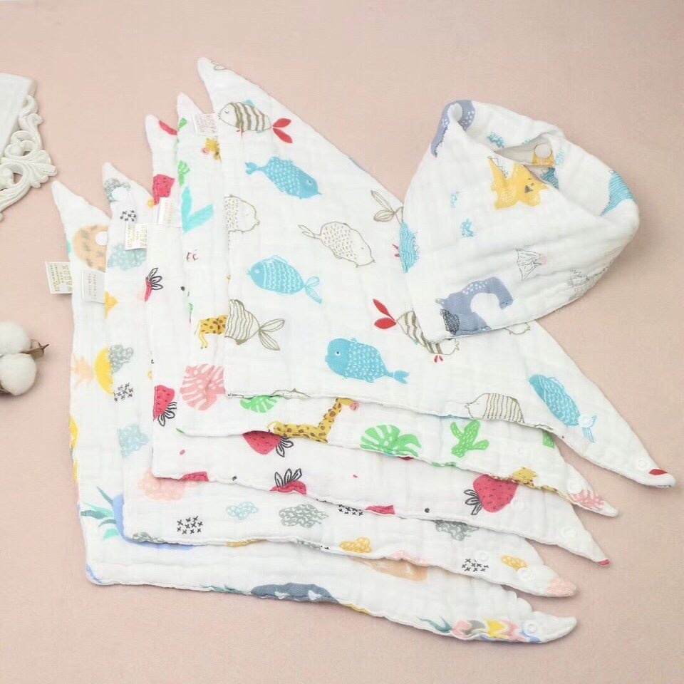 Set 5 Yếm Xô Nhăn Tam Giác 6 Lớp Manny Cho Bé Yêu / Khăn yếm ăn saubabi